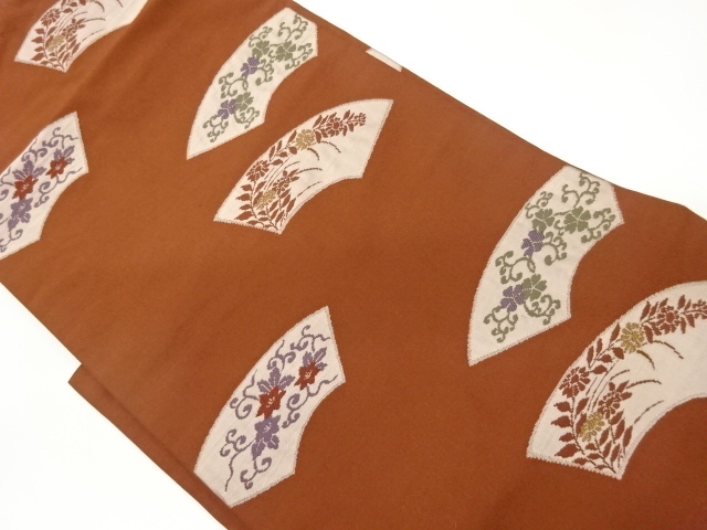 JAPANESE NAGOYA OBI / WOVEN FLORAL PLANTS